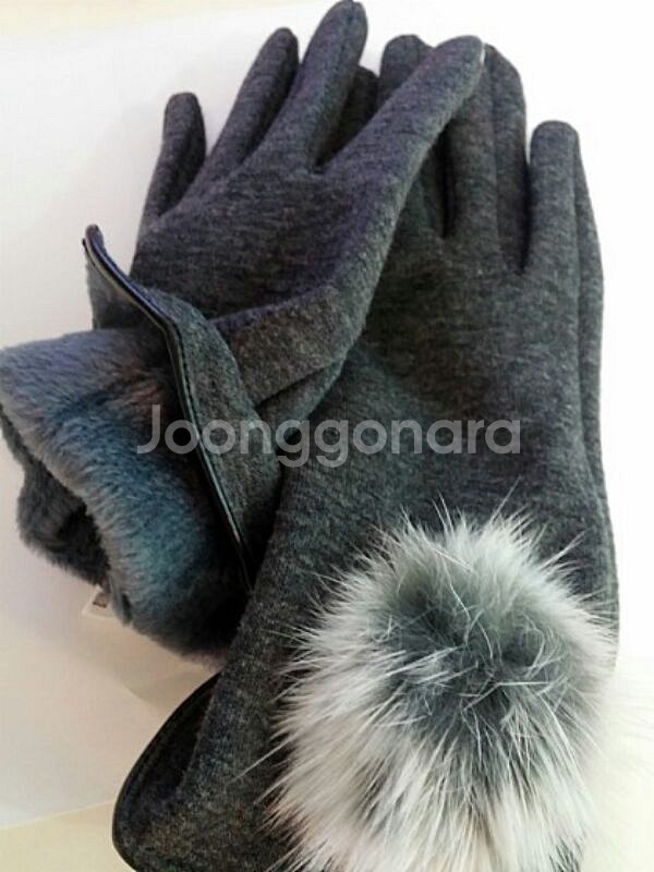 그레이 토끼털 모직 장갑 S사이즈--3