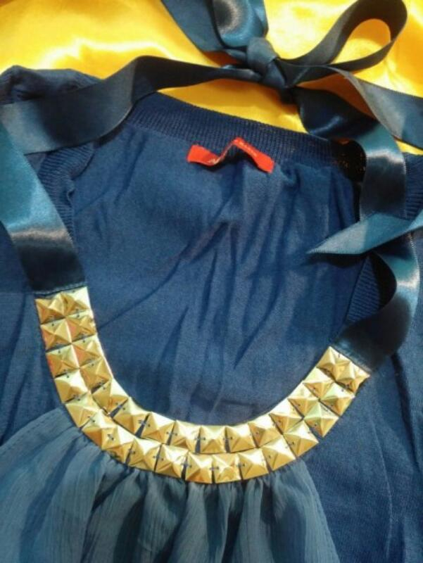 앤클라인 딥블루 목걸이 레이어드 민소매 니트 66--1