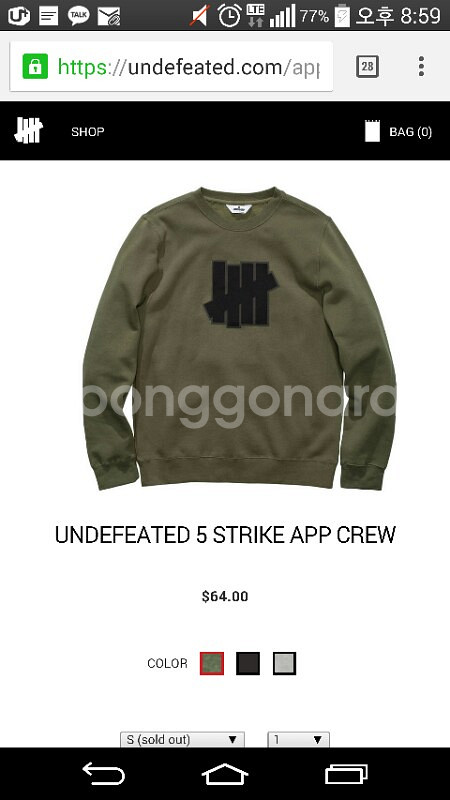 undefeated 언디핏 맨투맨 카키--0