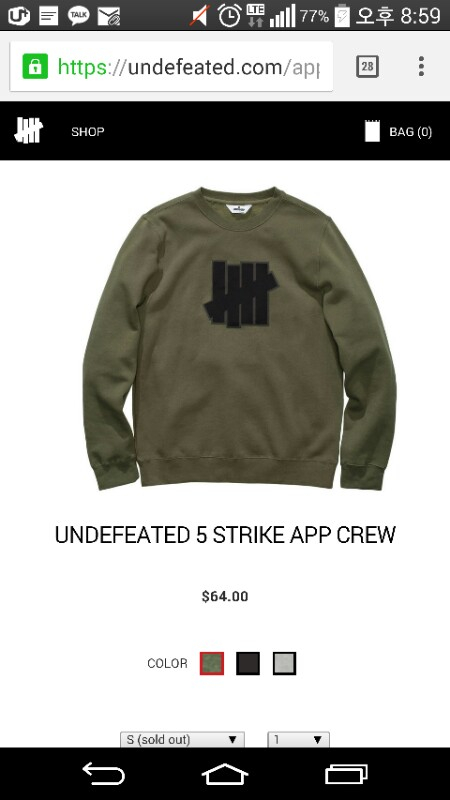 undefeated 언디핏 맨투맨 카키 이미지