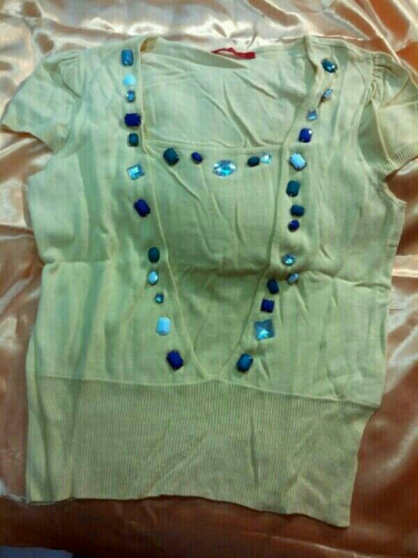 앤클라인 라임컬러 보석 반팔 니트 66사이즈 이미지