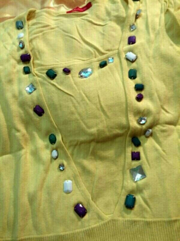 앤클라인 라임컬러 보석 반팔 니트 66사이즈 이미지