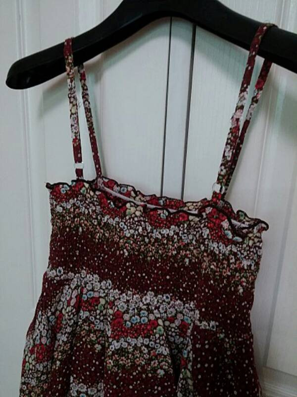 일본 브라우니 꽃무늬 면아사 슬립 원피스
55사이--1