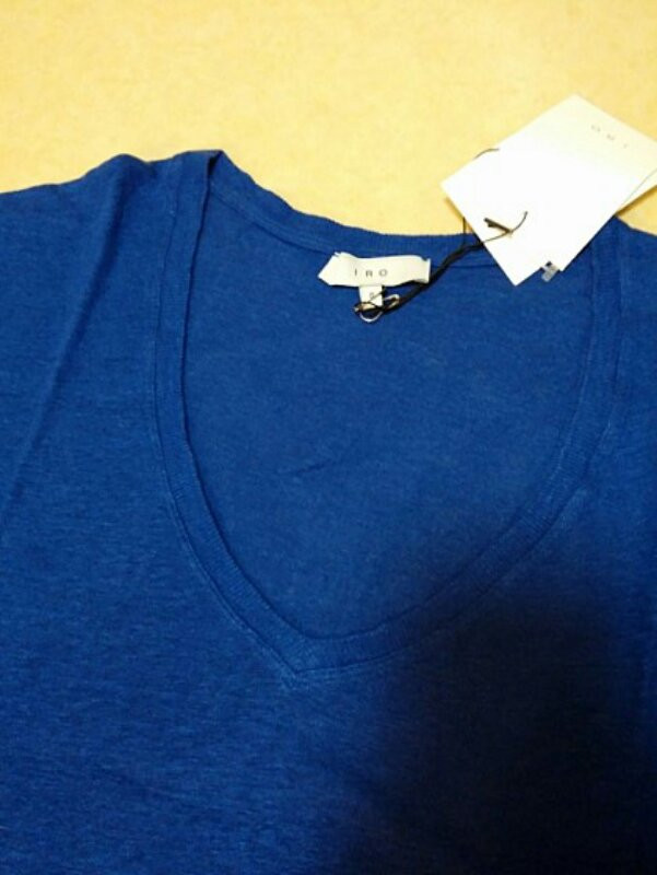 IRO V넥 블루 루즈핏 반팔 니트 55/66사이--1