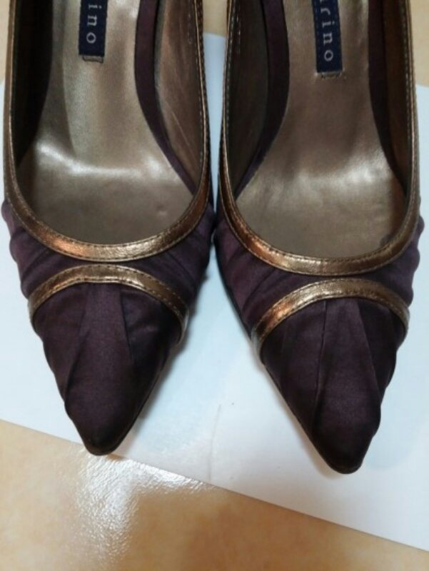 스페인 수입 수제화 자주 새틴 스텔레토힐 225사 이미지