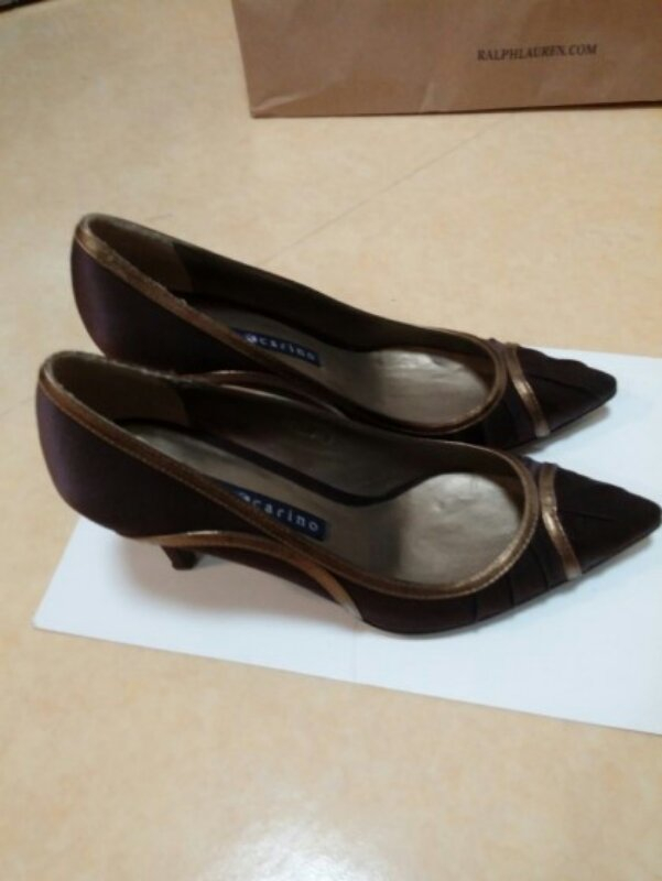 스페인 수입 수제화 자주 새틴 스텔레토힐 225사 이미지