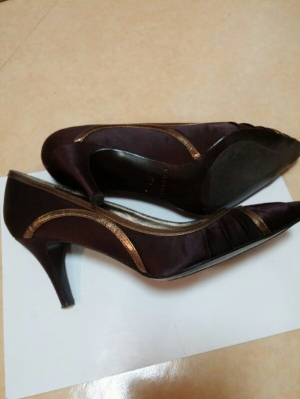 스페인 수입 수제화 자주 새틴 스텔레토힐 225사 이미지