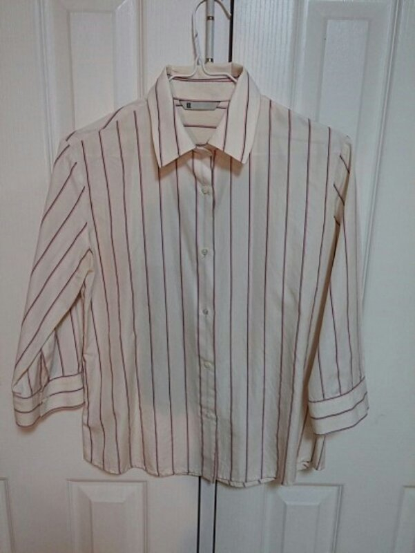 구호 KUHO 실크 혼방 스트라이프 칠부 블라우스--0