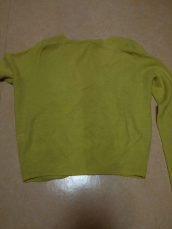 코데스 컴바인 라임컬러 얇은 모직 가디건--2