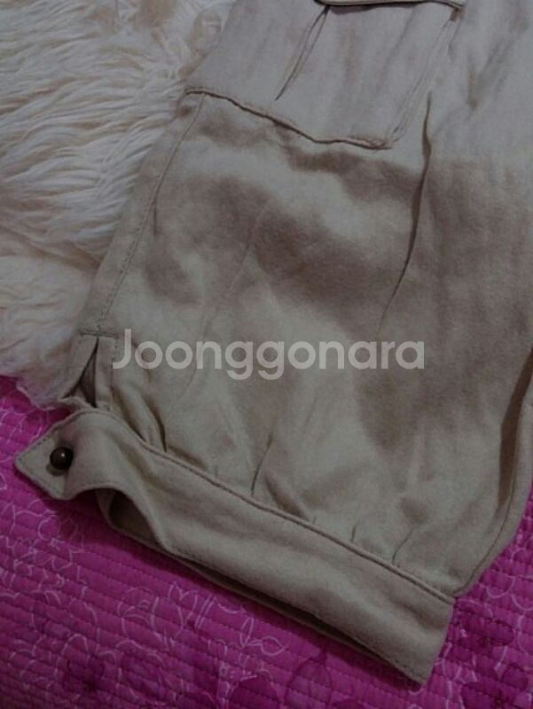 로베르토 카발리 클라쓰 베이지 모직 칠부 카고바지--3