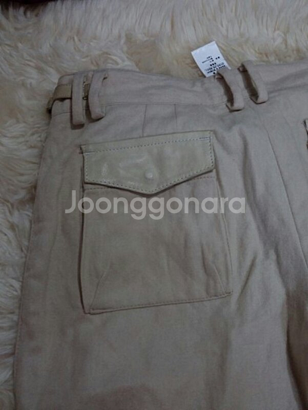 로베르토 카발리 클라쓰 베이지 모직 칠부 카고바지--4