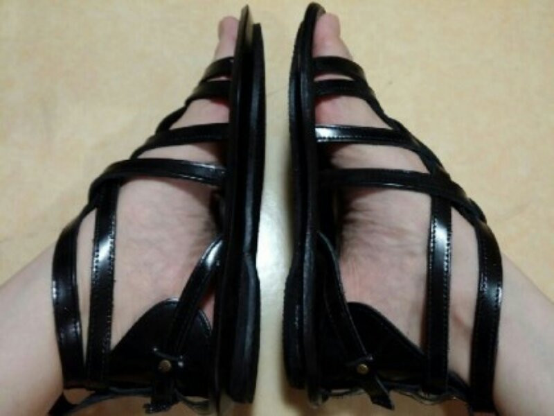 일본 블랙 가죽 글레이디에이터 샌들 235사이즈 이미지