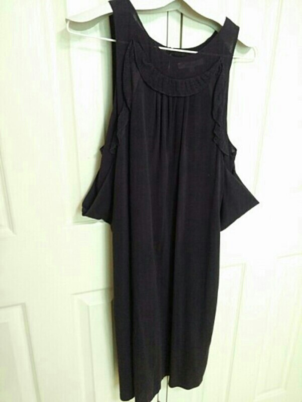 바네사브루노 짙은 퍼플 니트 실크 원피스--1