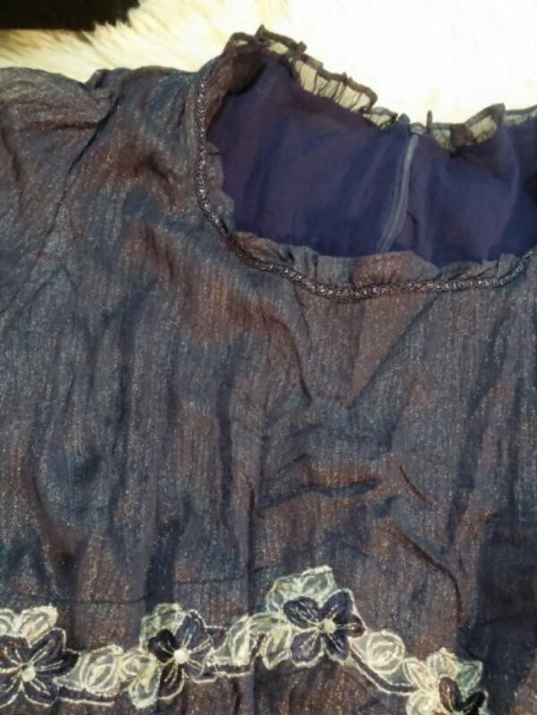 짚시 퍼플블루 플리츠 긴팔 티셔츠--1