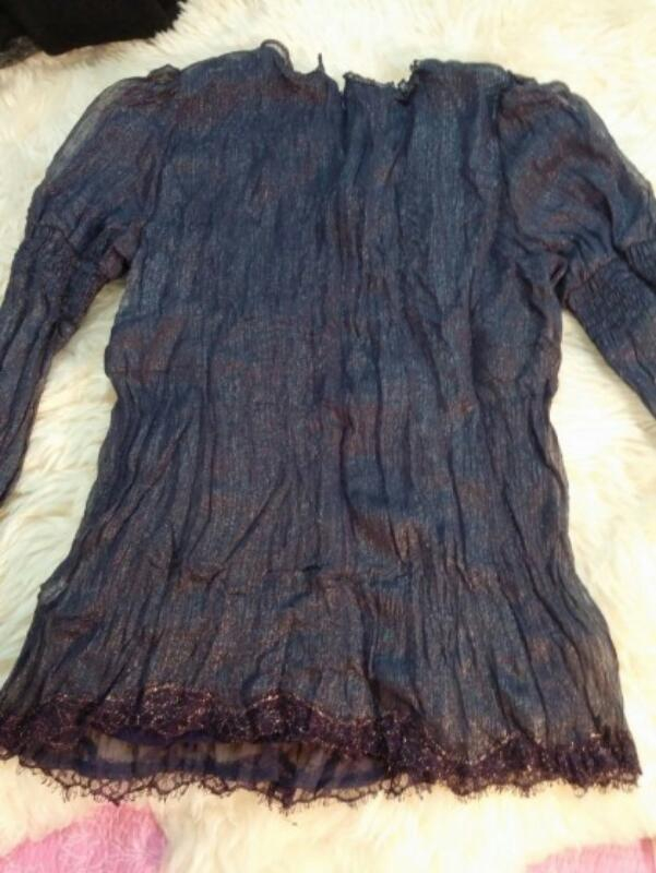 짚시 퍼플블루 플리츠 긴팔 티셔츠--4