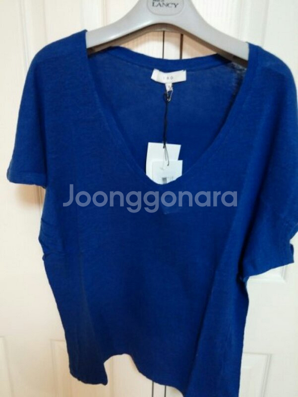 IRO V넥 블루 루즈핏 반팔 니트--0