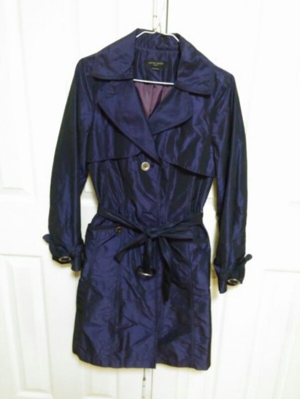 피에르가르뎅 퍼플 스커트주름 트렌치레인코트 이미지