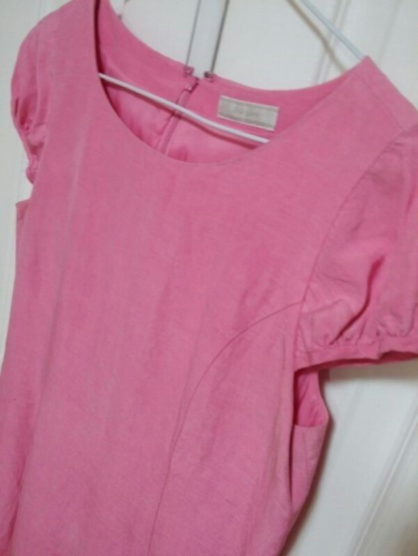 아나카프리 마일드핑크 박스핏 실크 린넨 원피스--1