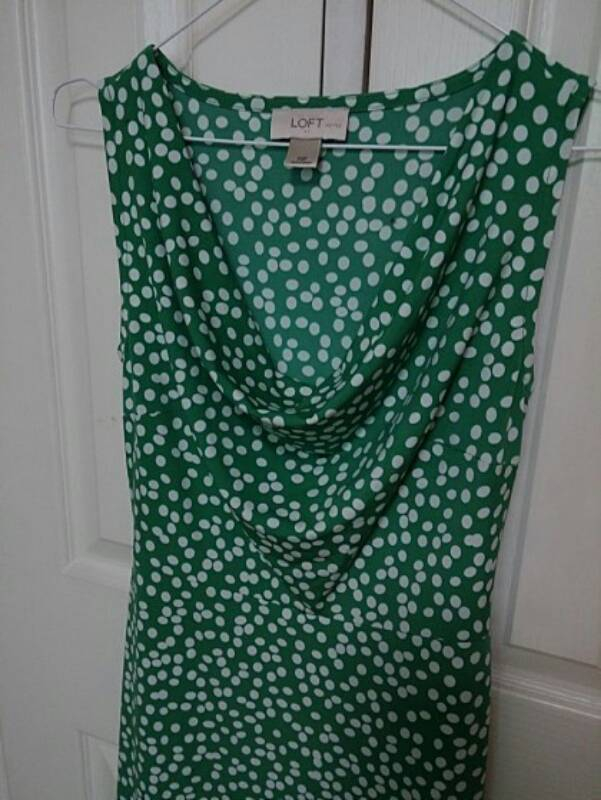 앤테일러 LOFT 그린 도트 저지 원피스 55사이 이미지