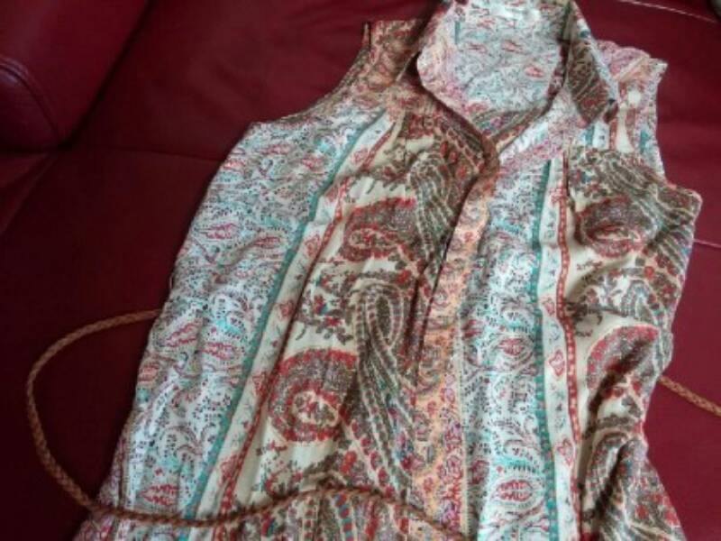 벨리걸 페이즐리 히피스타일 민소매 롱블라우스 이미지