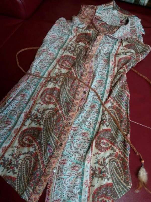 벨리걸 페이즐리 히피스타일 민소매 롱블라우스 이미지