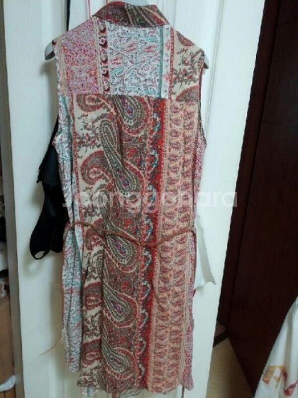 벨리걸 페이즐리 히피스타일 민소매 롱블라우스--3