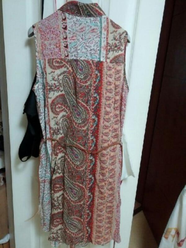 벨리걸 페이즐리 히피스타일 민소매 롱블라우스 이미지