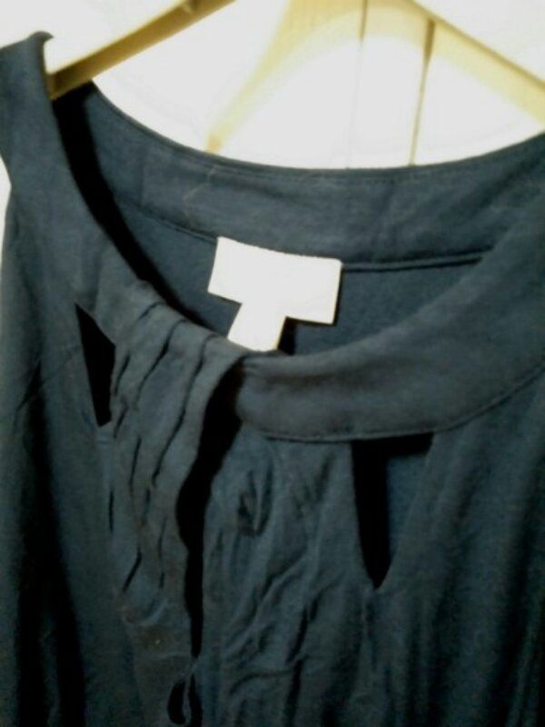 앤테일러 다크블루 오프숄더 저지 원피스--2