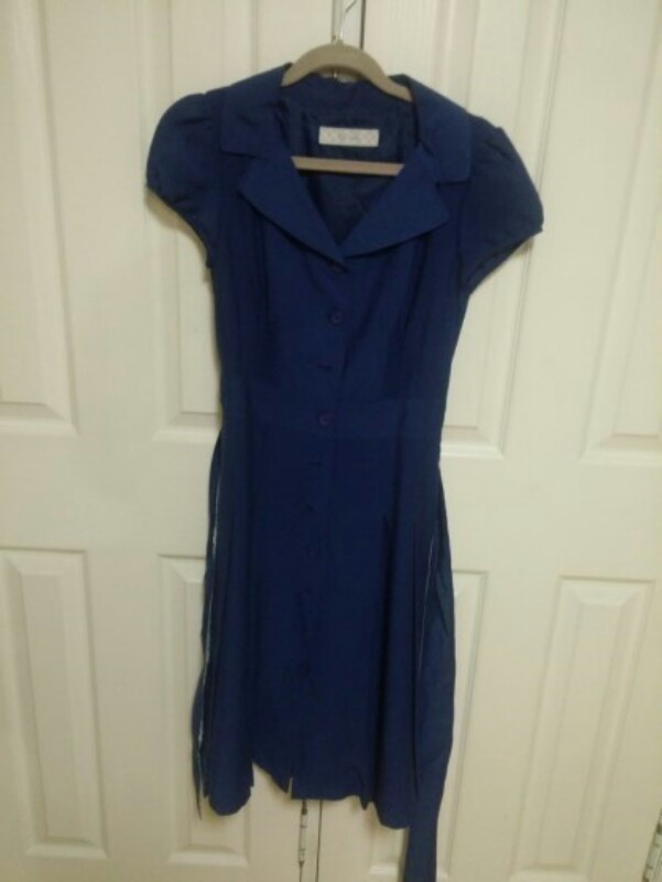 CC CLUB 블루도트 앞잠굼 레트로 원피스--1