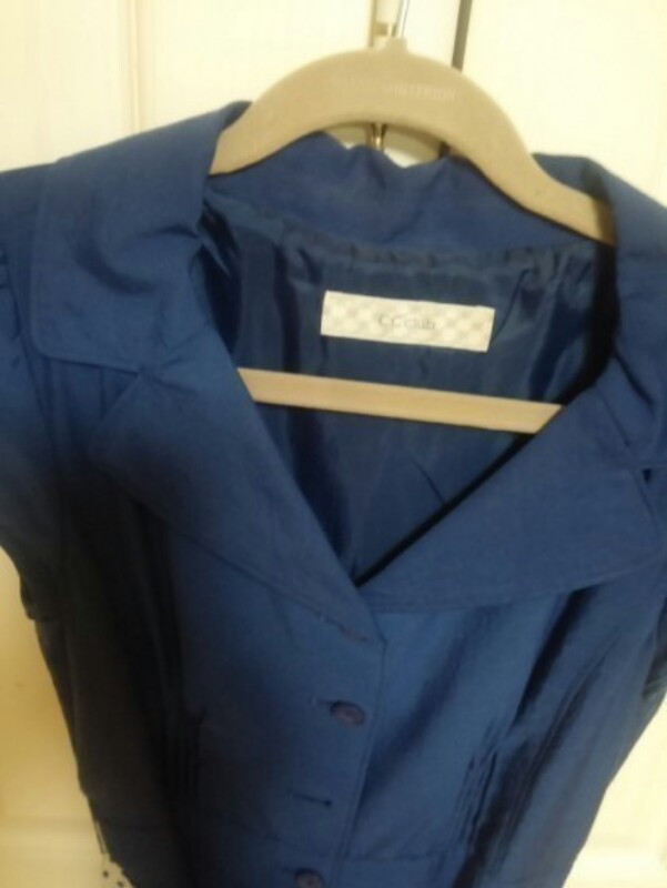 CC CLUB 블루도트 앞잠굼 레트로 원피스--2