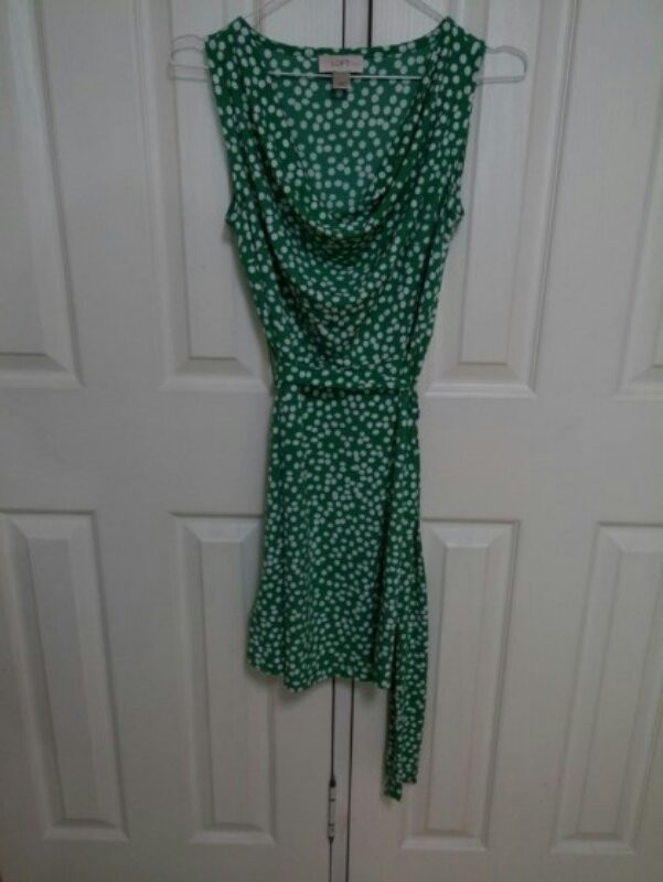 앤테일러 LOFT 그린 도트 저지 원피스 55사이--1