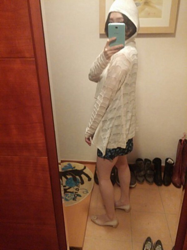 미국에서 구매한 Tulle 화이트 후드 니트 가디--7