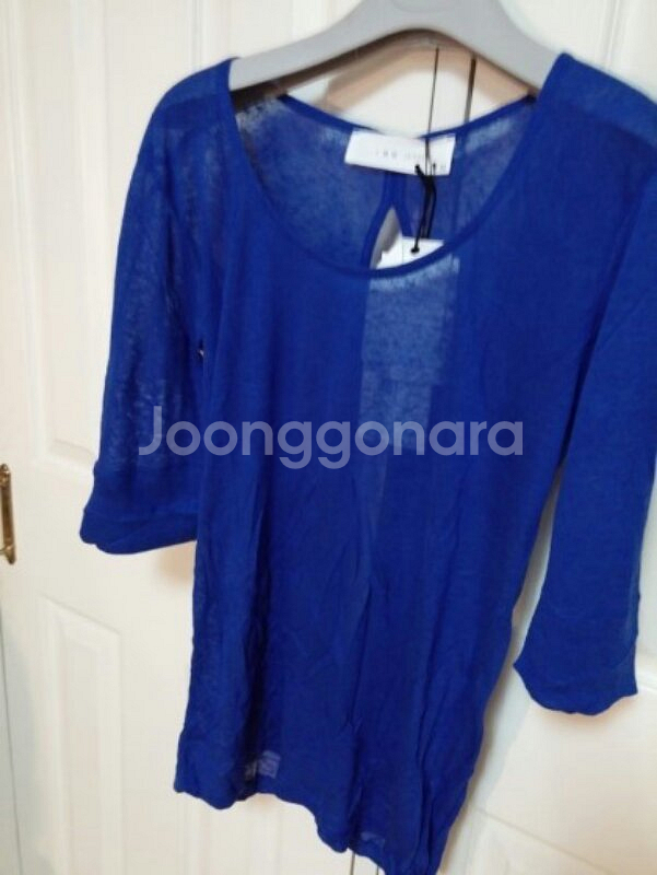 IRO 블루 얇은 모직 시스루 칠부 니트 M사이즈--1