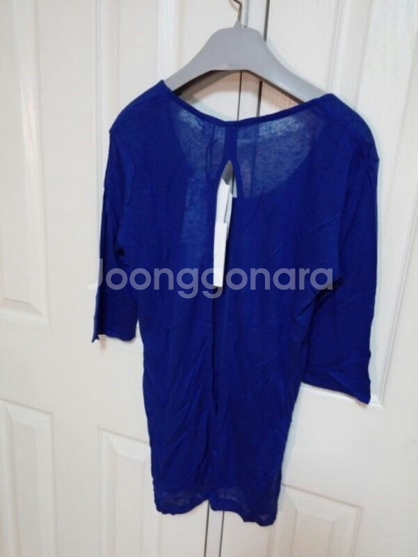 IRO 블루 얇은 모직 시스루 칠부 니트 M사이즈--2