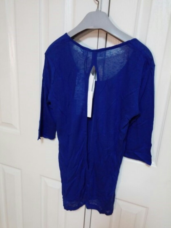 IRO 블루 얇은 모직 시스루 칠부 니트 M사이즈--2