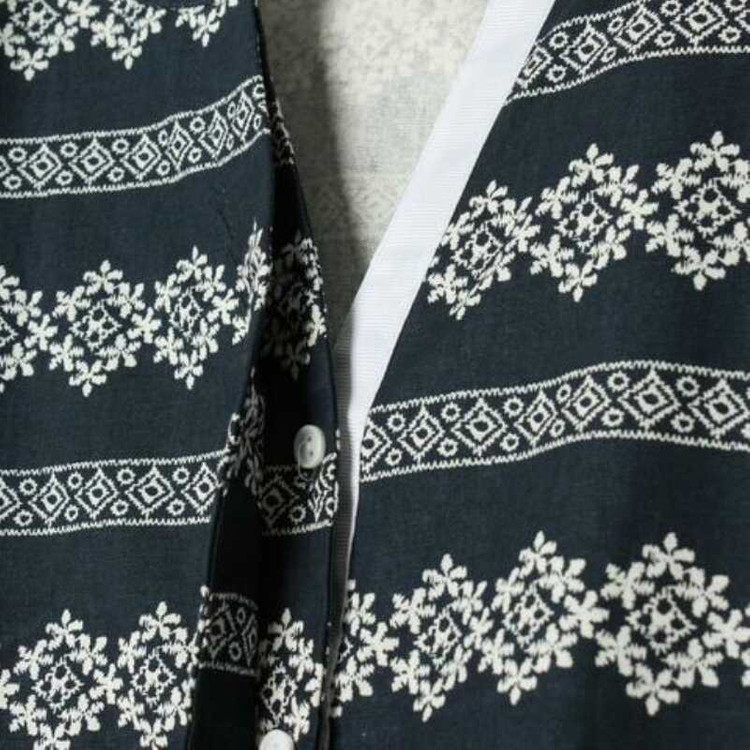 새) 에스닉 기하학 패턴 차이나 루즈핏 튜닉 원피--5