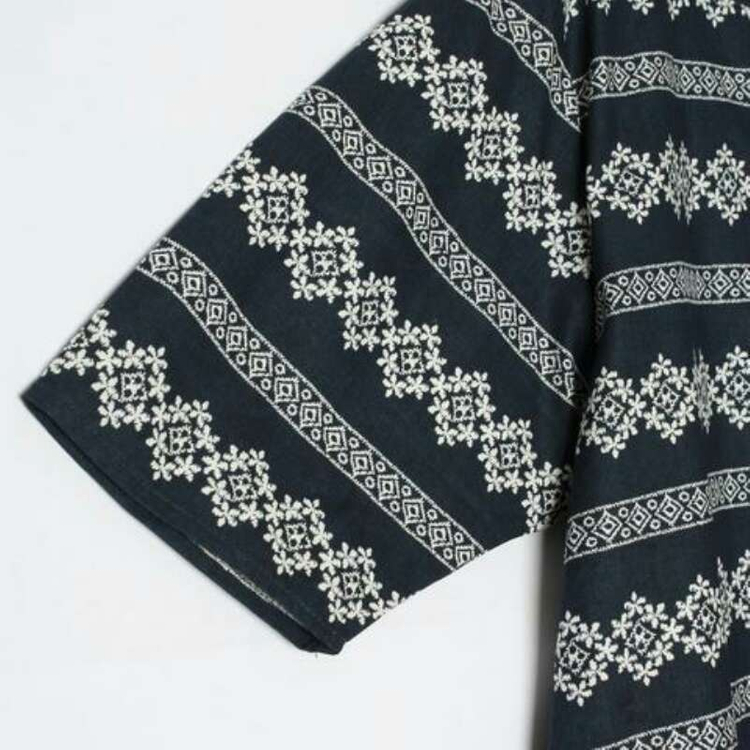 새) 에스닉 기하학 패턴 차이나 루즈핏 튜닉 원피--6