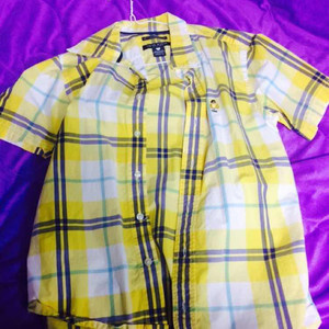 노랑 체크 남방(셔츠)