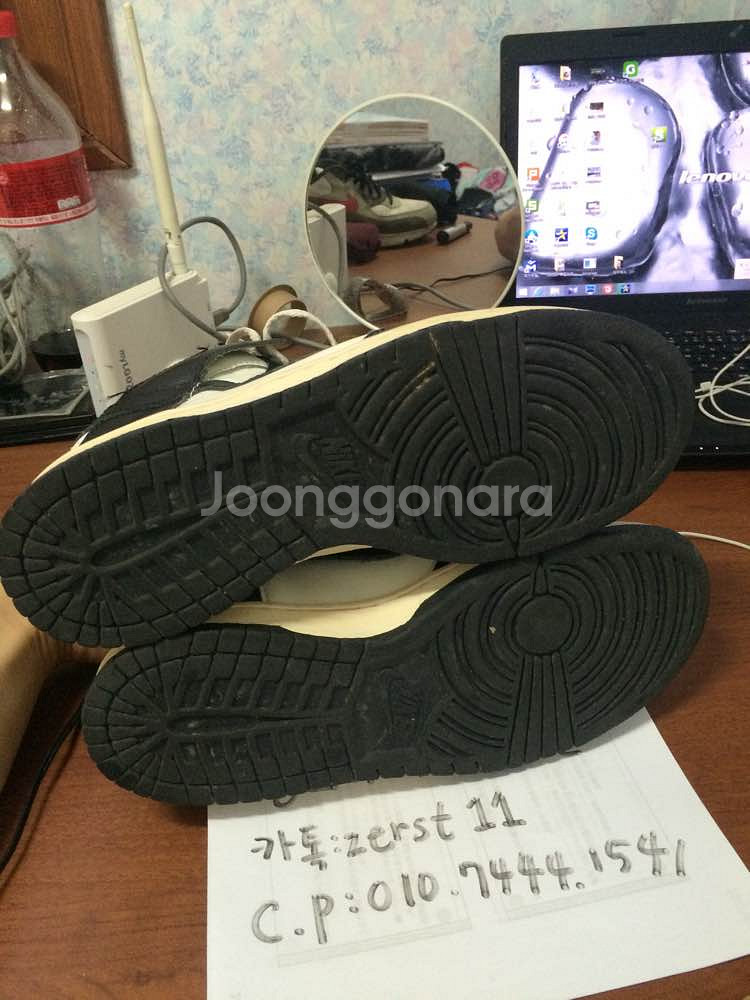덩크하이 빈티지 검흰 260mm--4