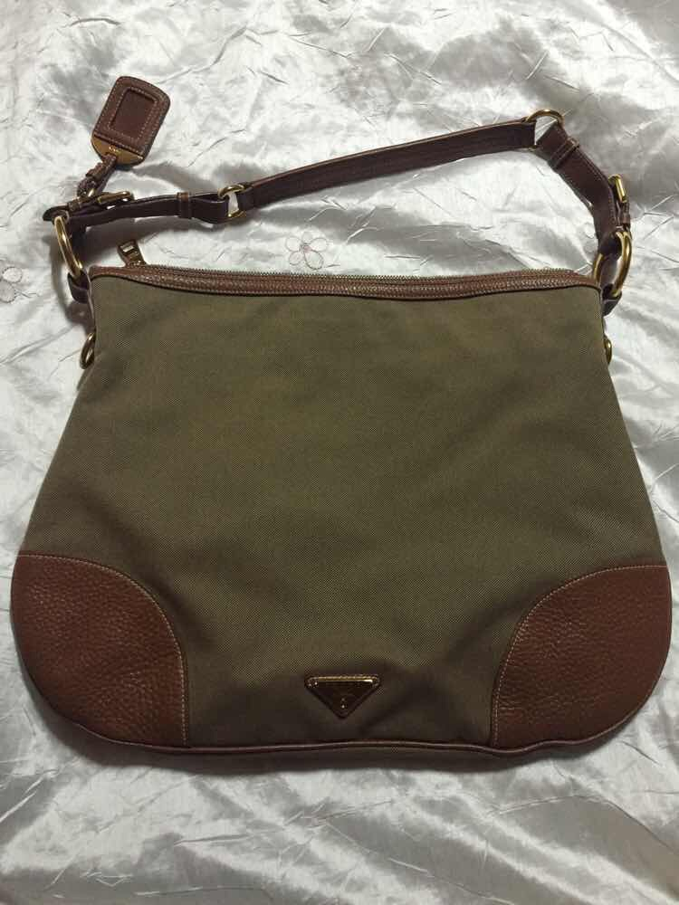 정품 프라다 자카드 호보백--2