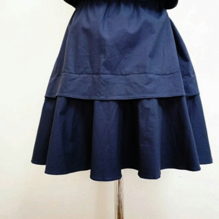 새) 네이비 배색 셔츠 캉캉 프릴 러플 민소매 슬--3