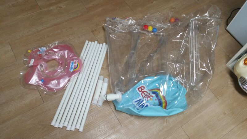 베베맘보 아기수영장+핑크색 목튜브S+포장박스--0