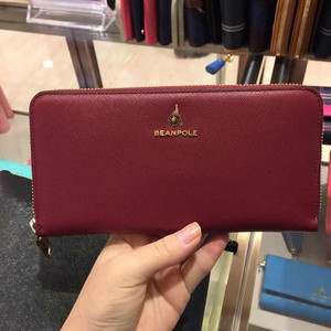 정품 빈폴 한정판 와인색 장지갑