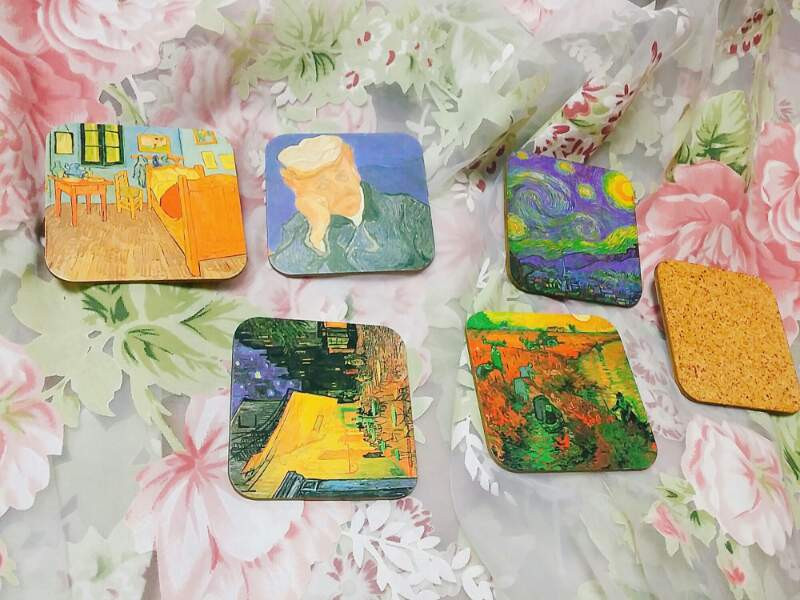 명화컵받침대셋트--1