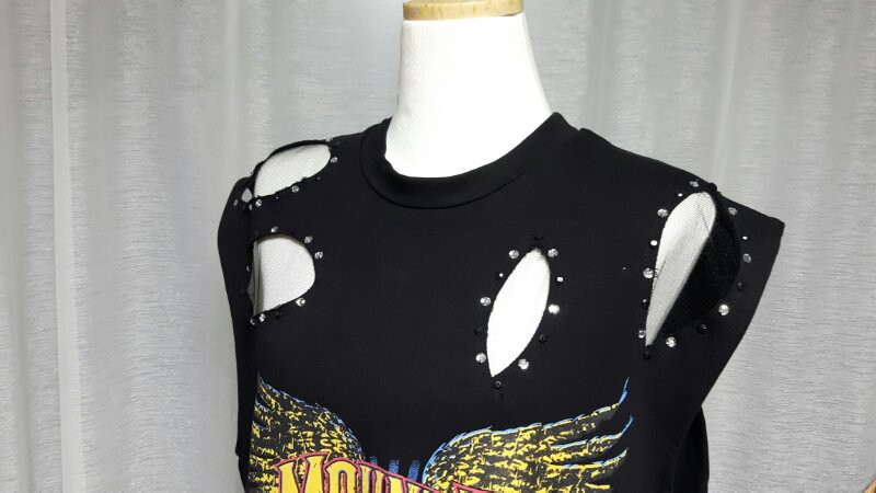 독수리 비즈 망사포인트티--3