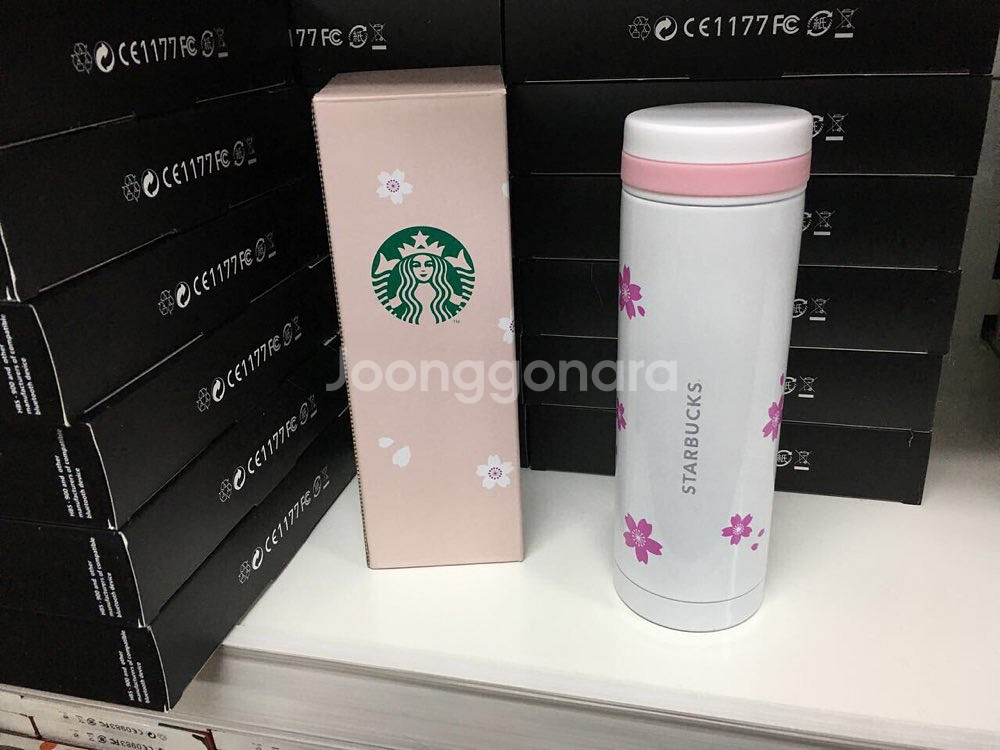 스타벅스 슬림 벚꽃 텀블러 화이트(입고)/핑크--1