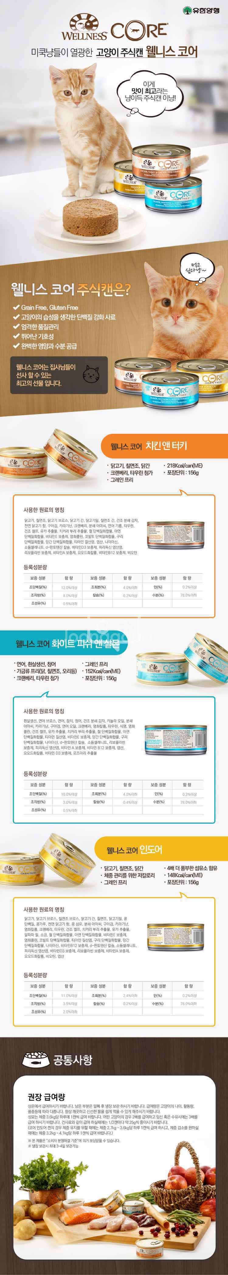 웰니스 코어 그레인프리 캔 156g (고양이 주식--6