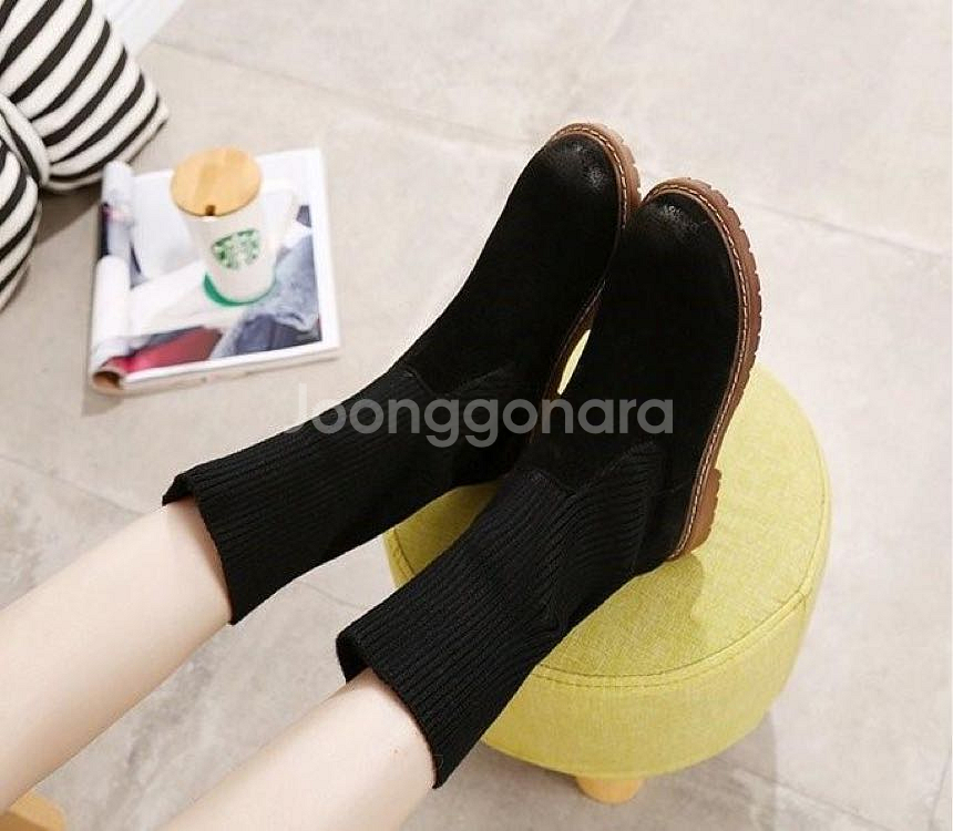 [230-245] 시보리천연가죽워커 블랙/베이지--2