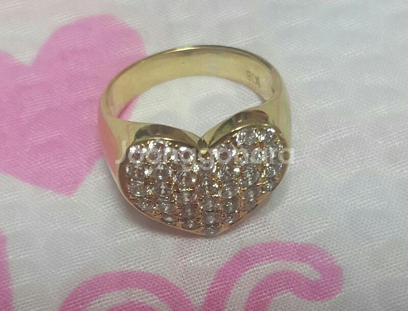 18k옐로우골드하트 반지9호,14k 옐로우하트펜던--0