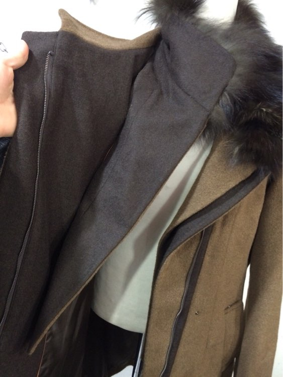 zishen 지센 폭스털 여우털집업모직코트 95 이미지